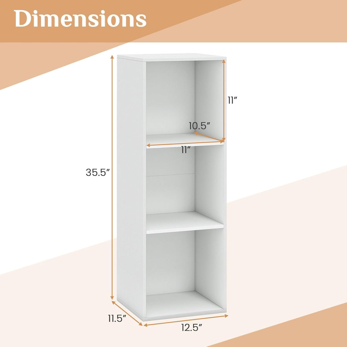 Goflame 3-Cube Modern Bookcase, Vertical or Horizontal
