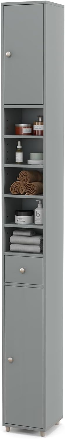 Goflame Slim Bathroom Storage Cabinet - 71" Tall Narrow Floor Cabinet Cupboard with 2 Doors