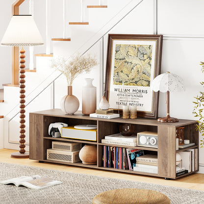 TV Stand for TVs up to 65 Inches, Modern Media Entertainment Center with 4 Open Storage Shelves and 4 Side Storage Shelves