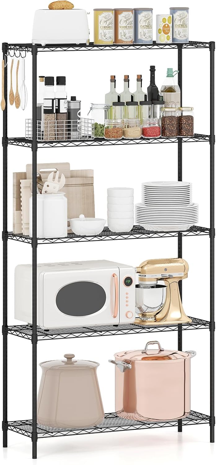 Goflame 4-Tier/5-Tier Metal Storage Shelving Unit with V-Shaped Wire Rack