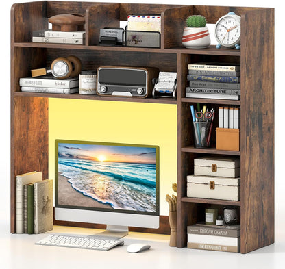 Goflame 35.5" Desktop Bookshelf with LED Lights