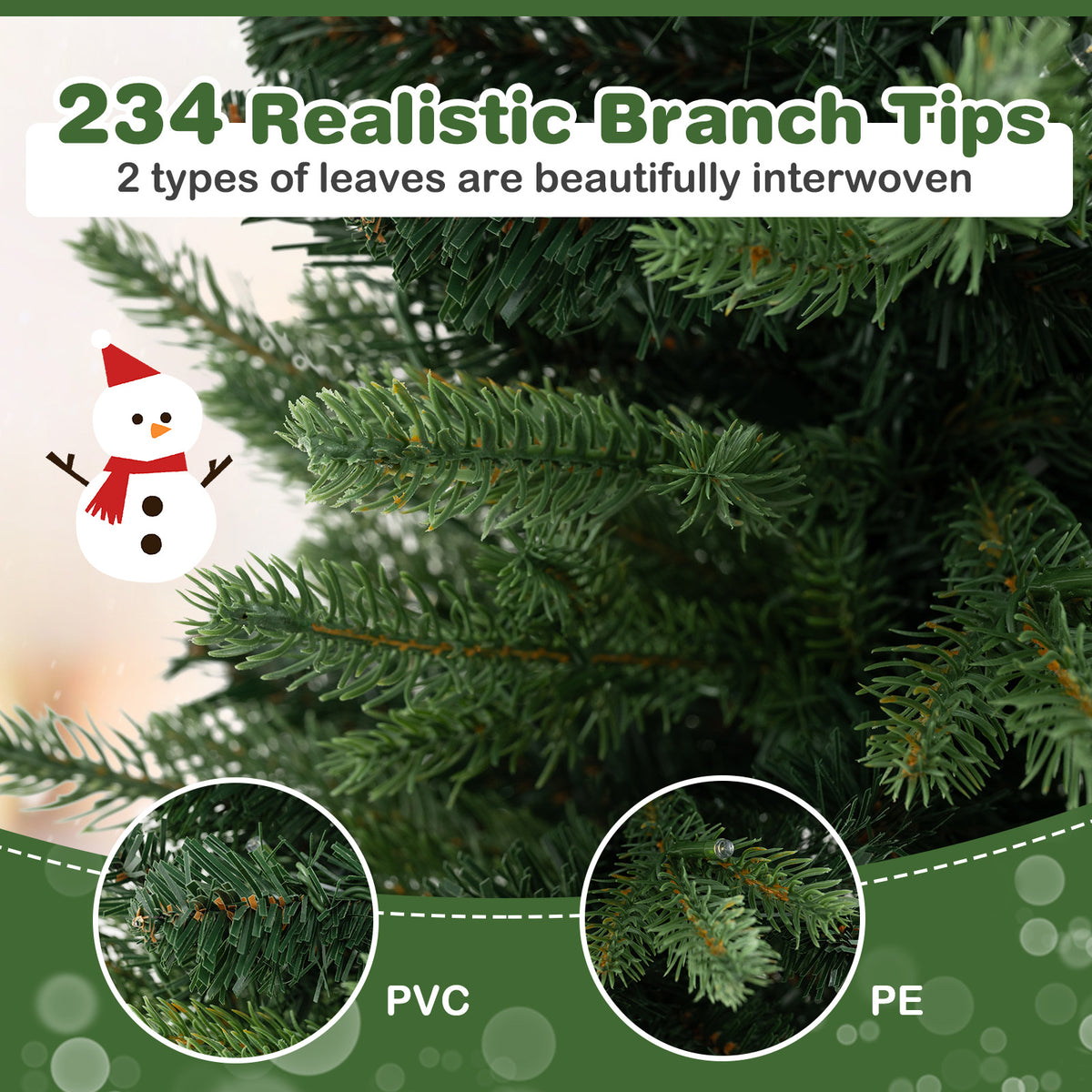 2FT Pre-Lit Artificial Mini Christmas Tree, Small Tabletop Xmas Fir Tree with 234 Branch Tips