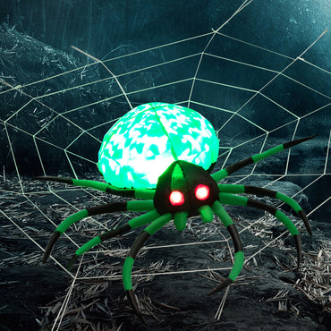 Halloween Inflatable Spider with Web, 5FT Blow Up Yard Decoration with Colorful Magic Light