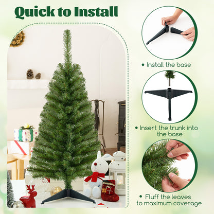 GOLFLAME 3FT Artificial Christmas Tree, Premium Mini Xmas Pine Tree with Stand Base Thicken Tips