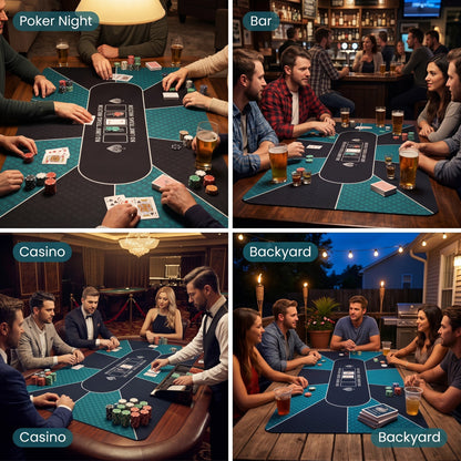 70 x 35 Inch Poker Table Mat for 10 Players, Portable Texas Hold’em Poker Table Top with Non-slip Rubber Backing