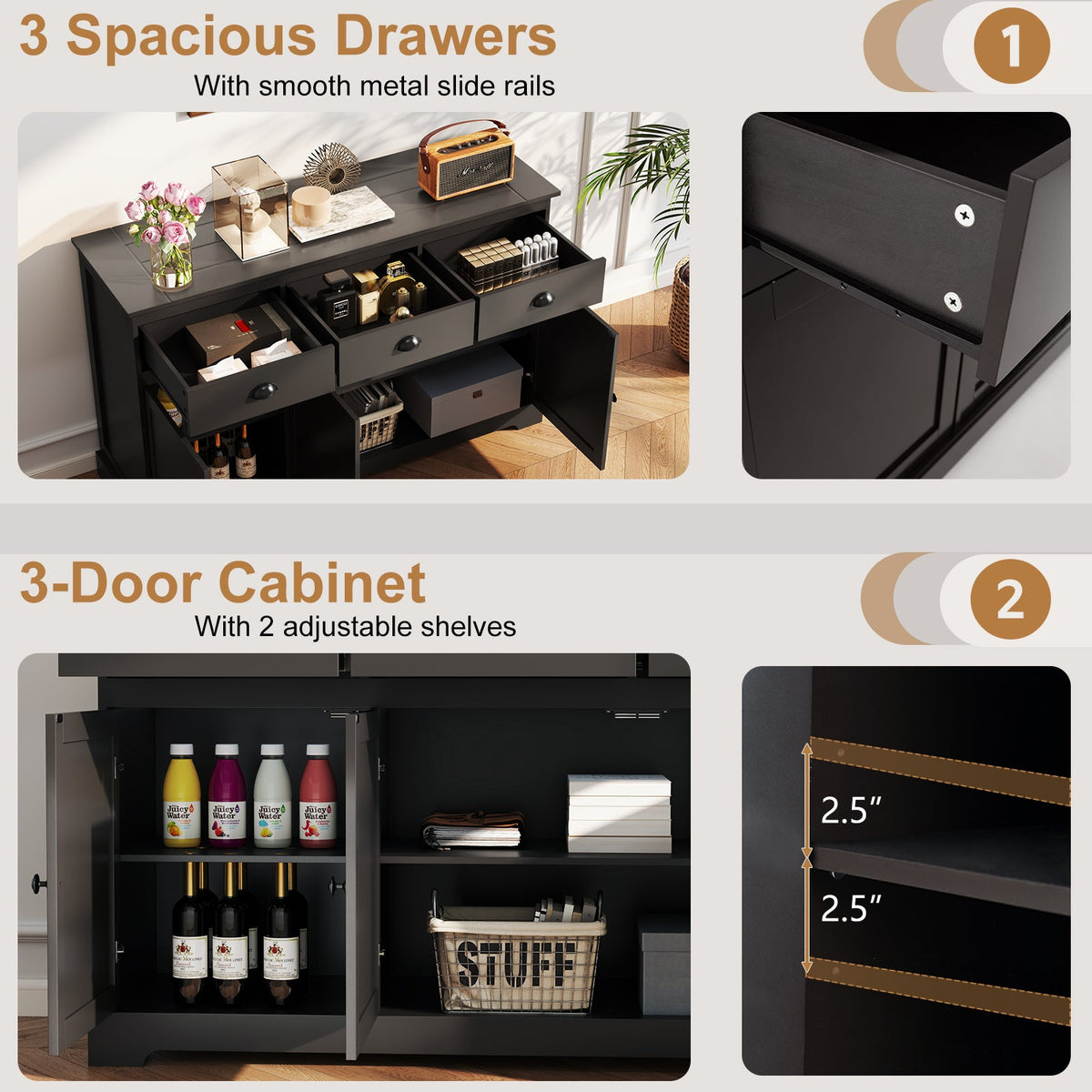 Goflame Sideboard Buffet Server Storage Cabinet Console Table