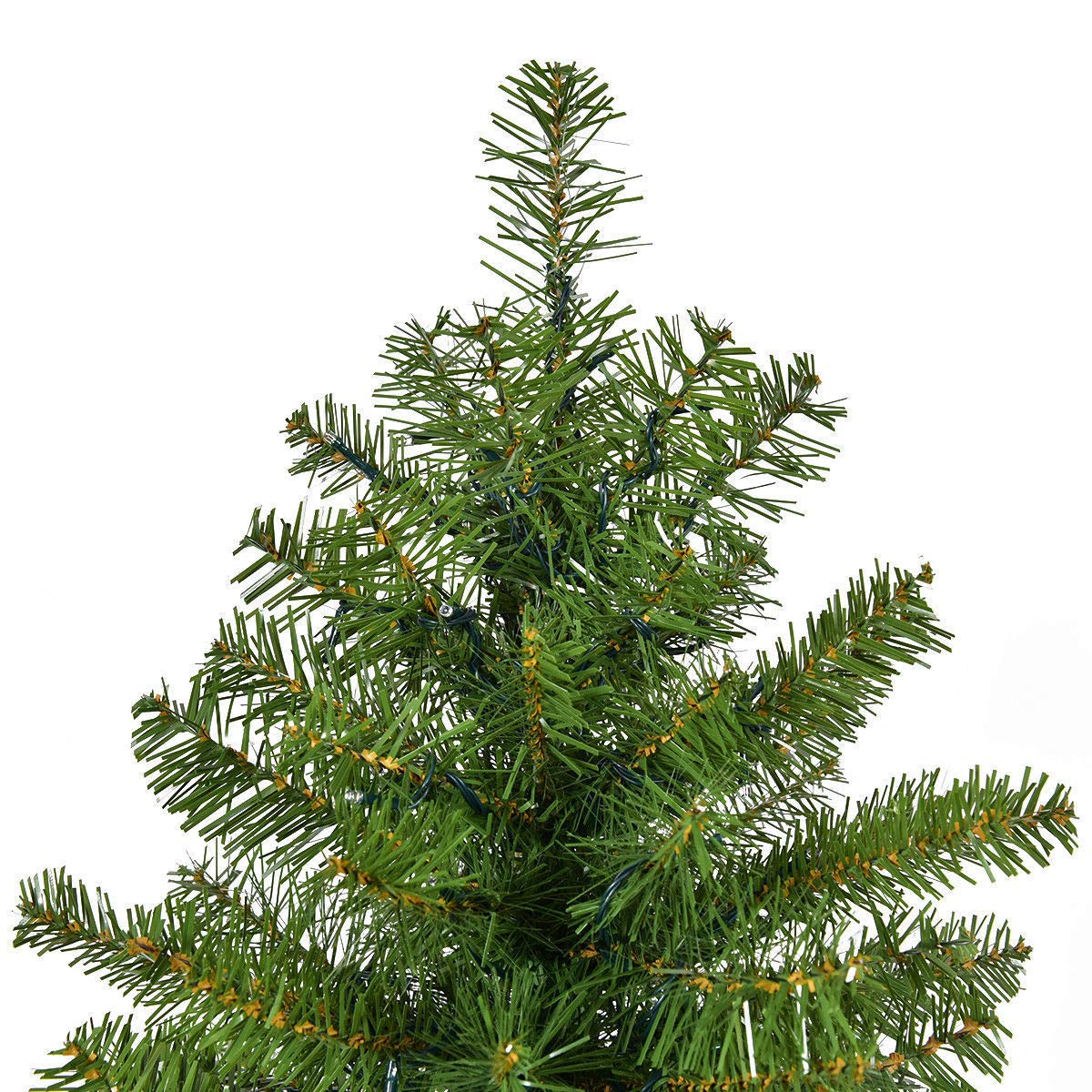 Goflame Pre-Lit Christmas Tree Artificial PVC Spruce Hinged with 560 LED Lights and Solid Metal Legs - GoflameUS
