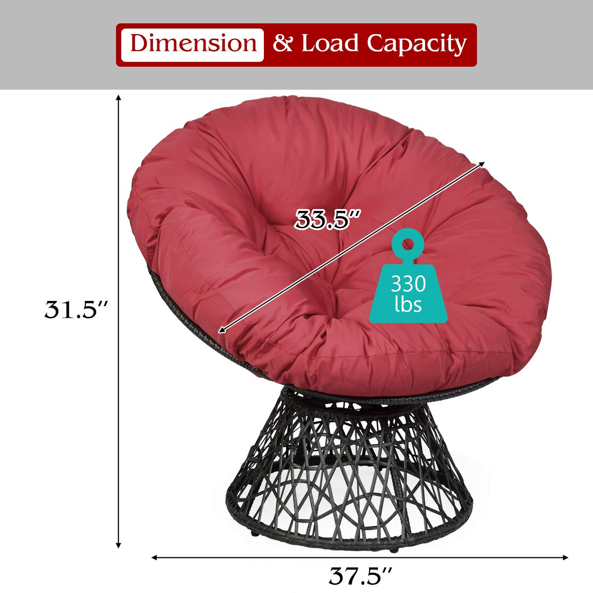 Goflame Rattan Round Papasan Chair