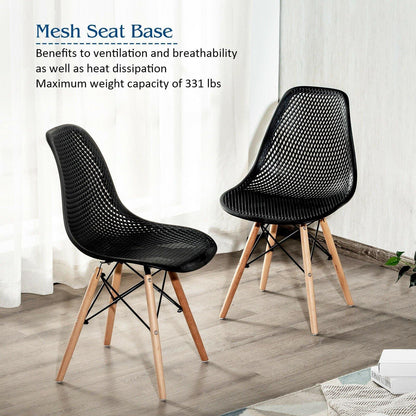 Goflame Set of 2 or 4 Modern Dining Chairs, Shell PP Lounge Side Chairs w/ Mesh Design - Goflameus