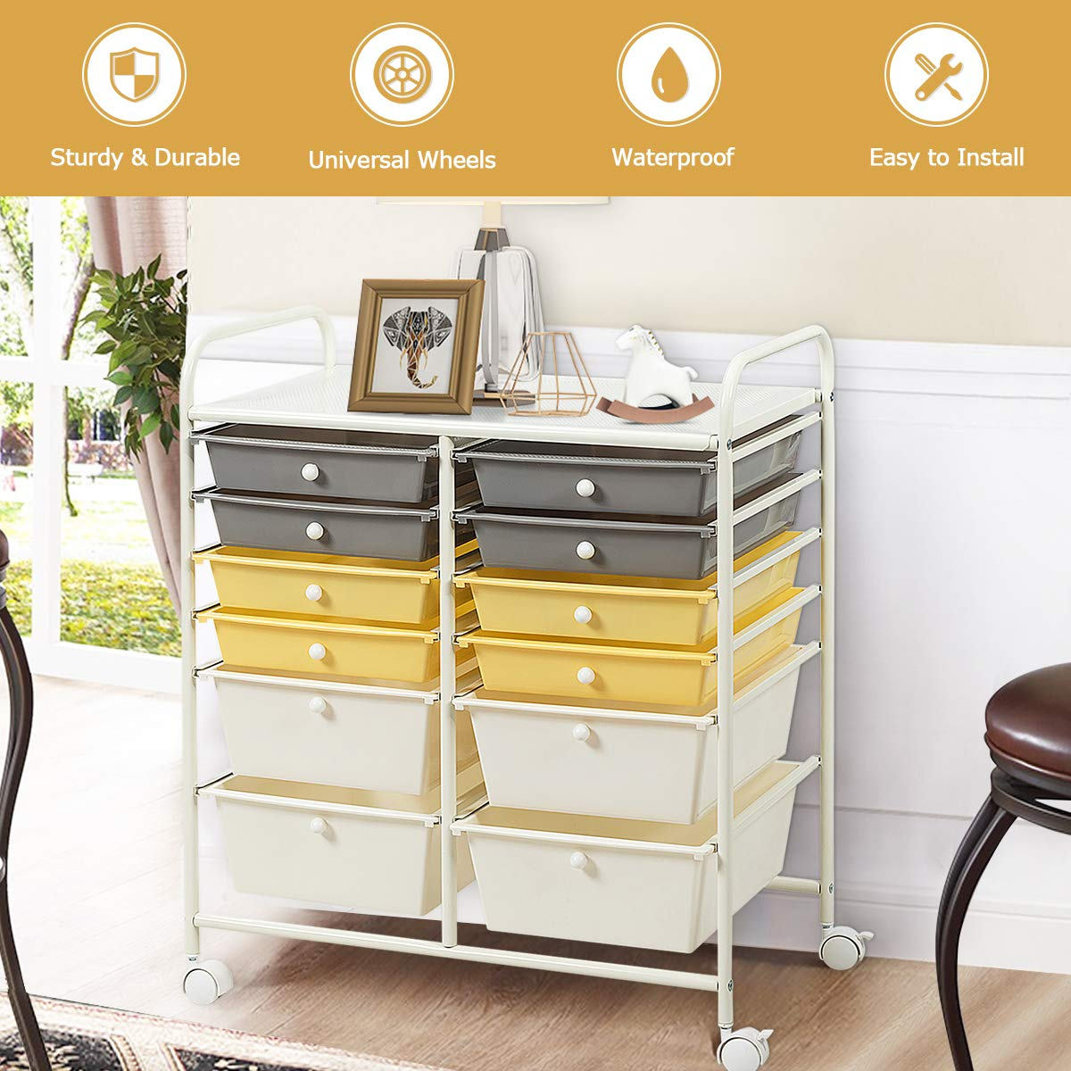 Goflame 12 Drawer Rolling Storage Cart