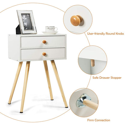 Goflame Nightstand W/2 Drawers for Bedroom