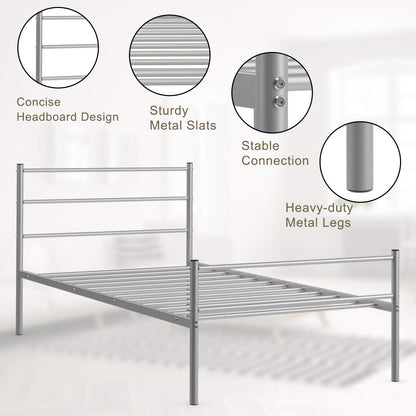 Goflame Twin Size Platform Bed with Headboard and Footboard