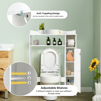 Goflame Over-The-Toilet Storage Rack, Bathroom Freestanding Space Saver with 1-Door Side Storage Cabinet
