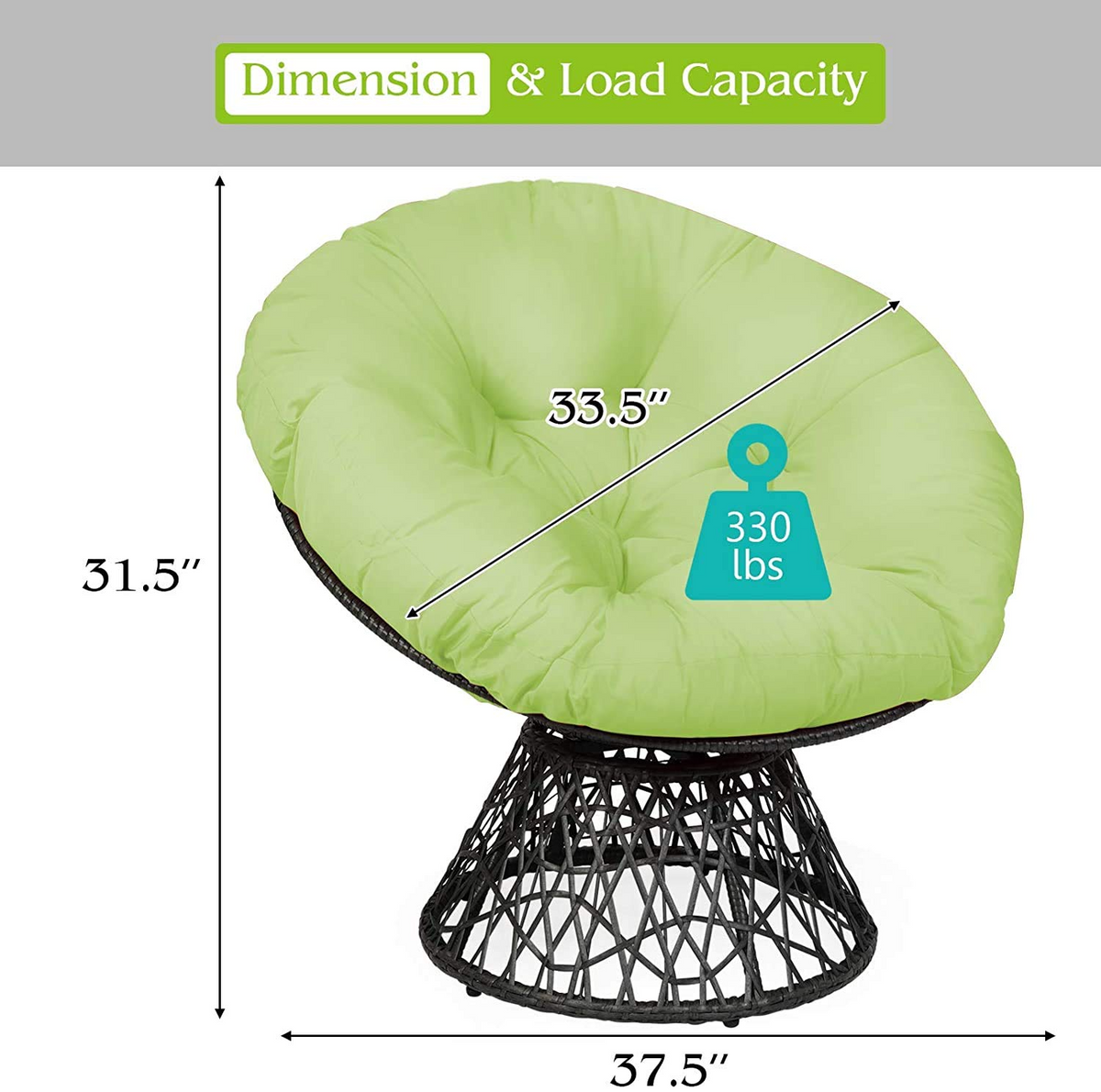 Goflame Rattan Round Papasan Chair