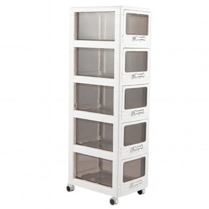 Goflame 3/4/5-Tier Plastic Drawer Storage Organizer Rolling Cart with Drawers & Lockable Wheels