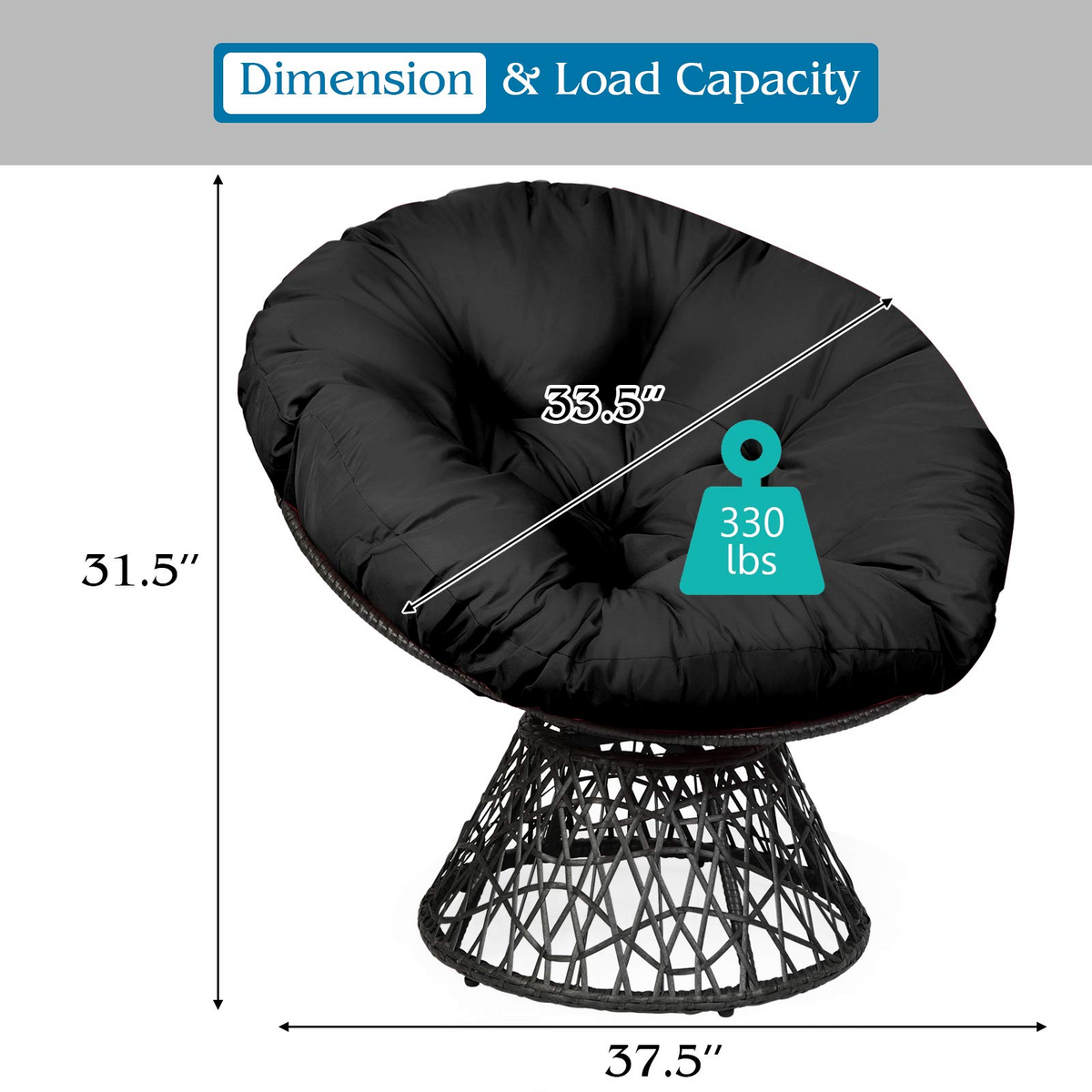 Goflame Rattan Round Papasan Chair