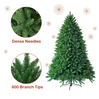 7.5ft Unlit Artificial Christmas Tree, Premium Hinged Fir Tree - GoflameUS