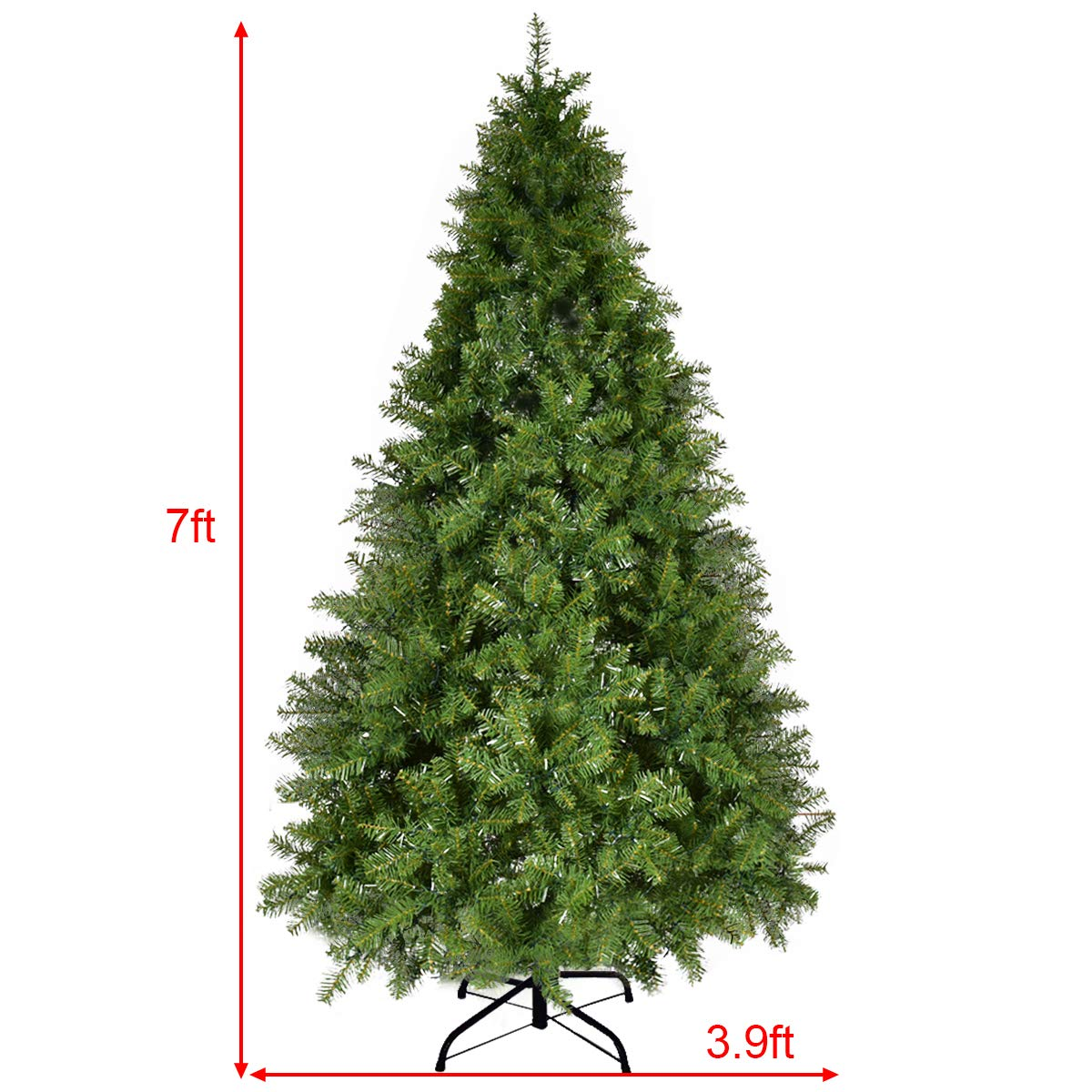 Goflame Pre-Lit Christmas Tree Artificial PVC with 700 LED Lights and Solid Metal Legs (7ft) - GoflameUS