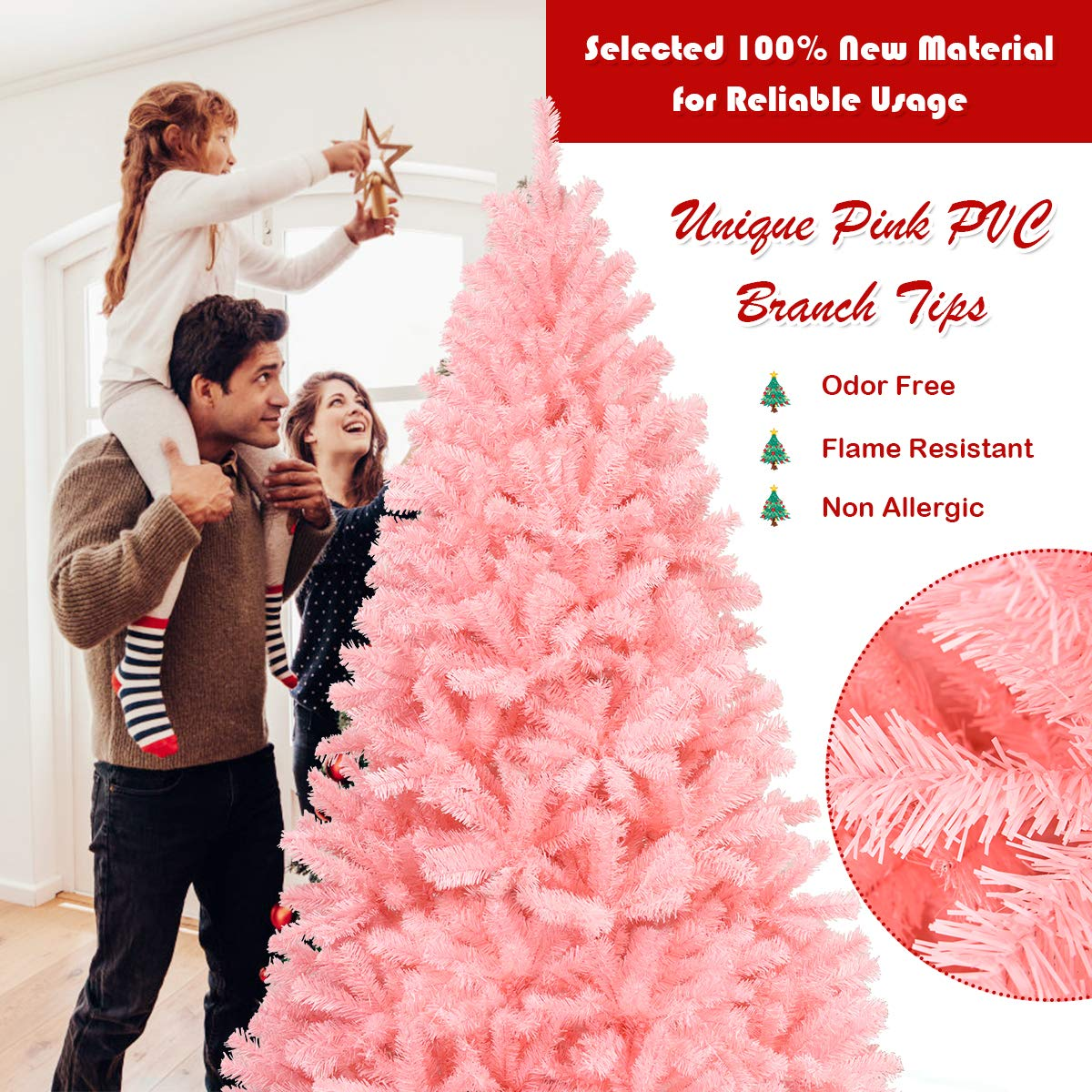 Goflame Unlit Artificial Christmas Tree, 100% New PVC Material, Xmas Tree for Indoor and Outdoor Decoration - GoflameUS