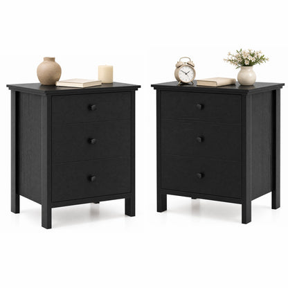 Goflame Modern 3-Drawer Nightstand Wooden Bedside Table