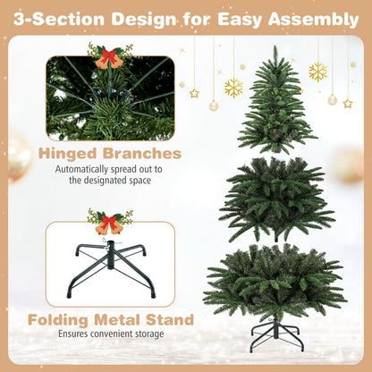 GOFLAME 5FT/6FT/7FT/8FT Pre-lit Christmas Tree | Holiday Decoration Tree with Warm White LED Lights