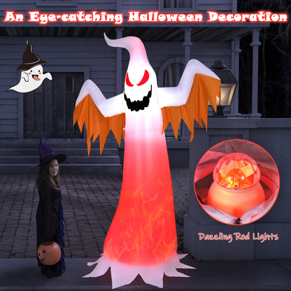 6FT Halloween Inflatable Scary Spooky Ghost, Blow Up Yard Decoration with Built-in Flame Light and Waterproof Blower