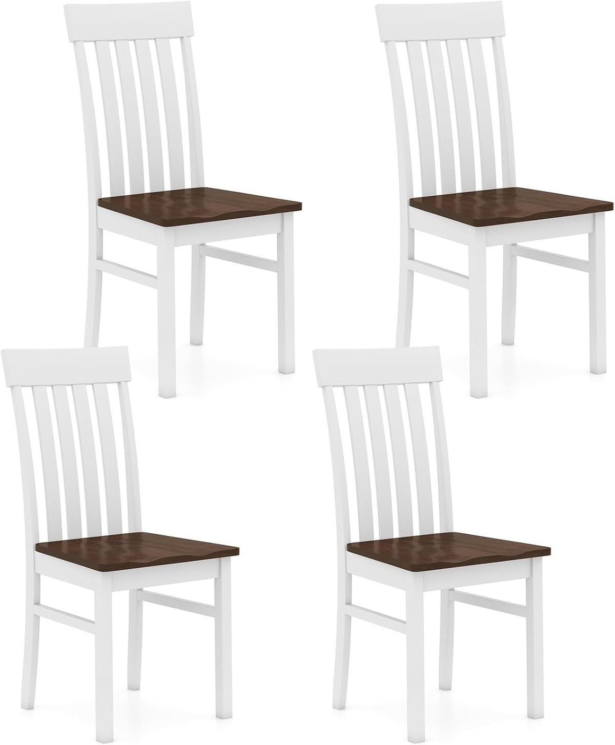 Goflame Wooden Dining Chairs Set of 2/4 with Hollowed Backrests & Rubber Wood Seats