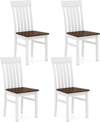 Goflame Wooden Dining Chairs Set of 2/4 with Hollowed Backrests & Rubber Wood Seats