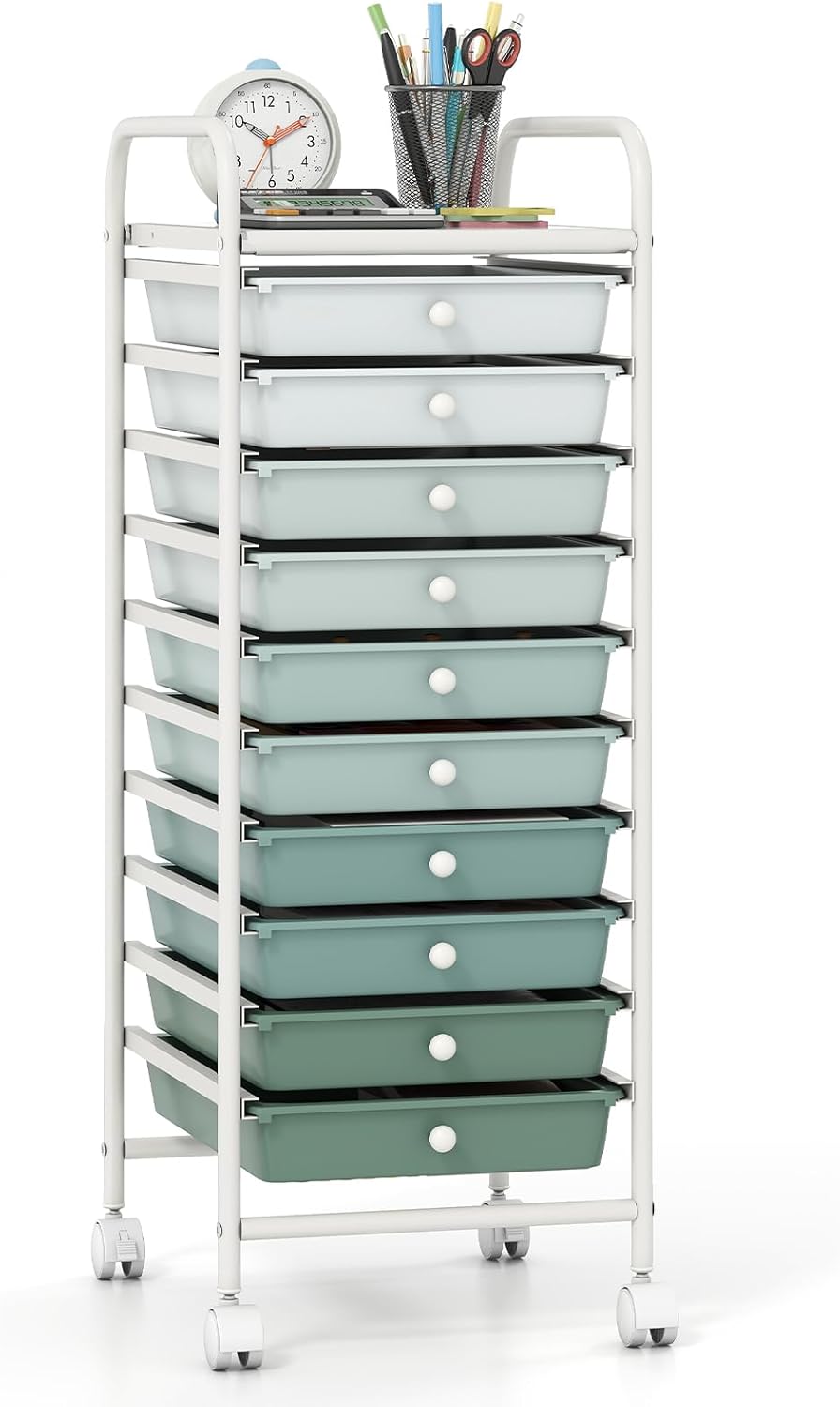 Goflame Rolling Storage Cart on Wheels with 10 Drawers