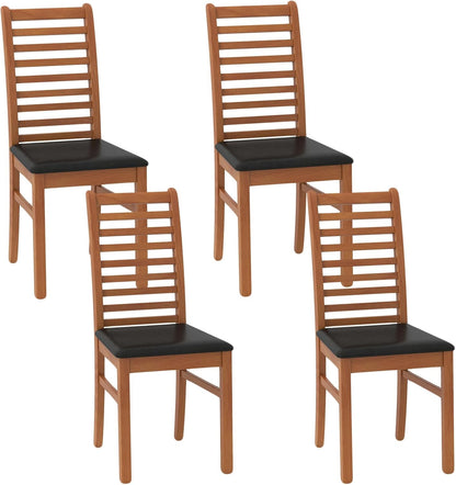 Goflame Wooden Dining Chairs Set PU Leather Upholstered Kitchen Armless Chairs w/Rubber Wood Legs