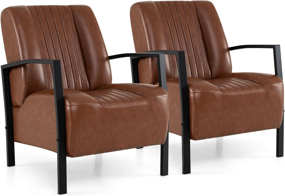 Goflame PU Leather Upholstered Armchair with Padded Seat & Back (1/2)