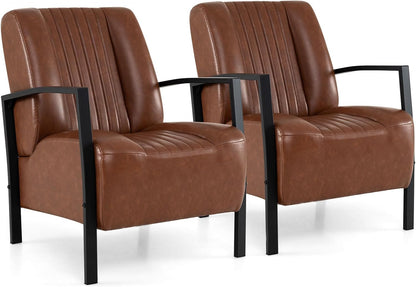 Goflame PU Leather Upholstered Armchair with Padded Seat & Back (1/2)