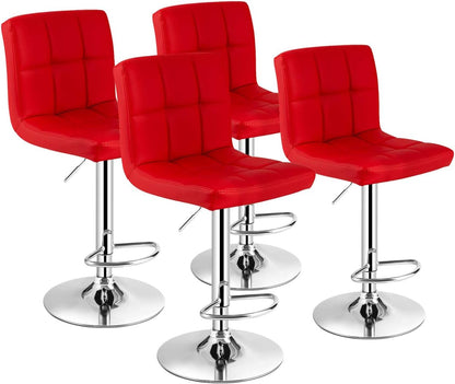 Goflame Bar Stool, Modern Swivel Adjustable Armless Barstools, Square Counter Height PU Leather Bar Stools