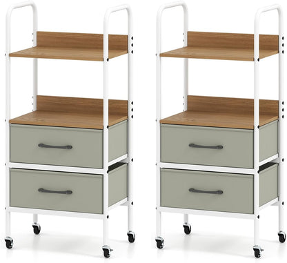 Goflame Utility Rolling Cart with Foldable Fabric Drawers