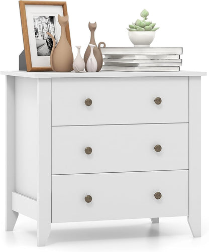 Goflame Modern Simple Dresser 3-Drawers Chest with Solid Curved Legs