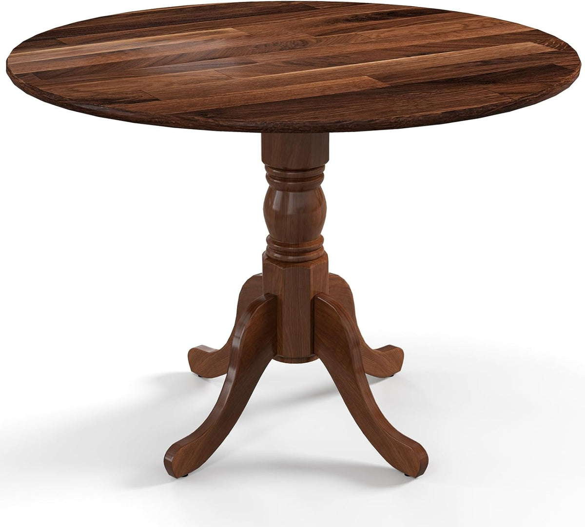 Goflame Wooden Dining Table with 39" D Round Tabletop & Curved Trestle Legs