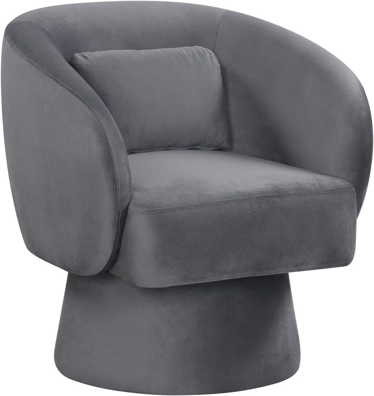 Goflame Swivel Accent Chair Upholstered Barrel Chair with Curved Back & Removable Lumbar Pillow