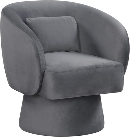 Goflame Swivel Accent Chair Upholstered Barrel Chair with Curved Back & Removable Lumbar Pillow