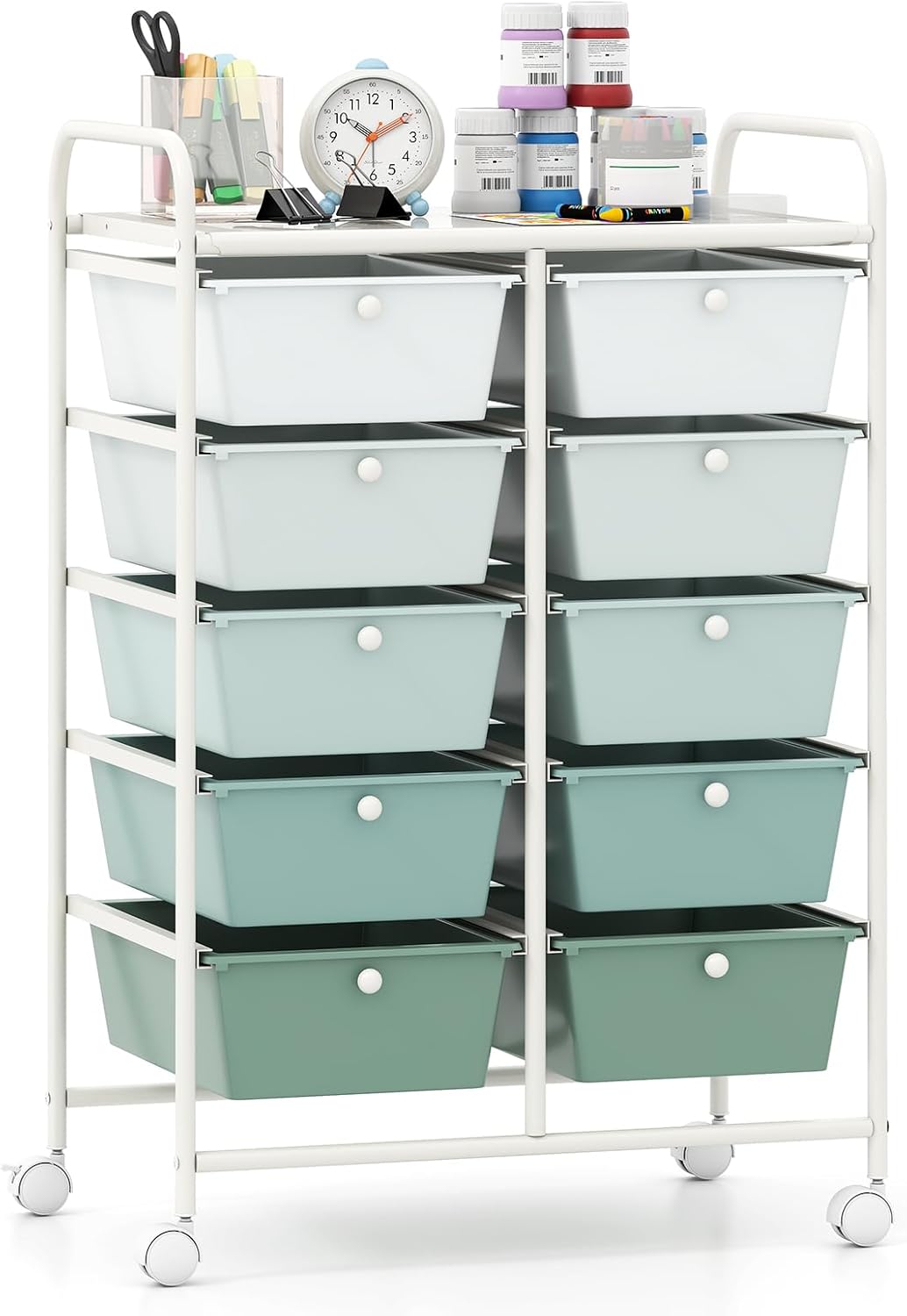 Goflame 10 Drawers Rolling Cart, Classroom Organizers
