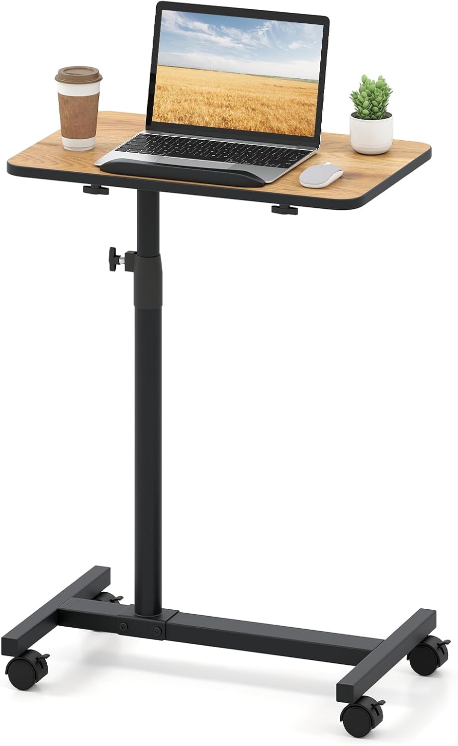 Goflame Overbed Table with Wheels Medical Adjustable Bedside Table