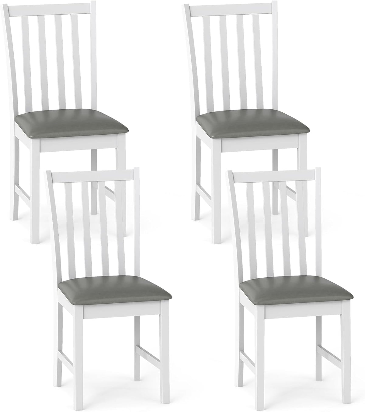 Goflame Wooden Dining Chairs Set of 2/4 Faux Leather Upholstered Kitchen Chair w/Rubber Wood Legs