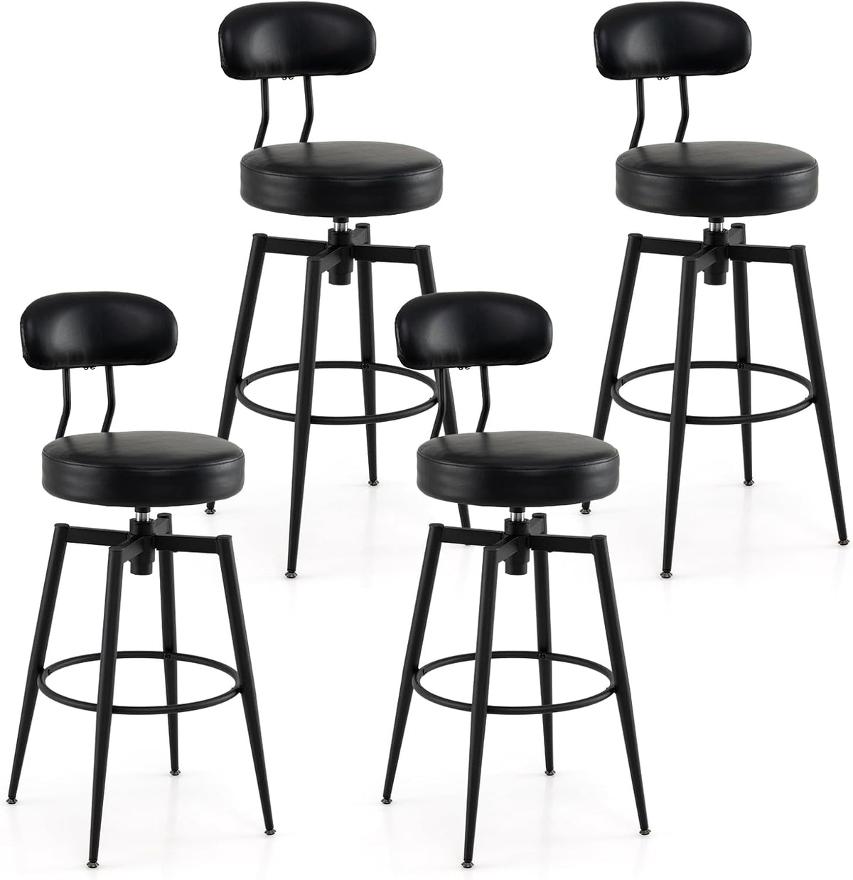 Goflame Swivel Barstools Set of 2/4 Faux Leather 31 Inch Bar Height Stools w/Upholstered Seat & Back
