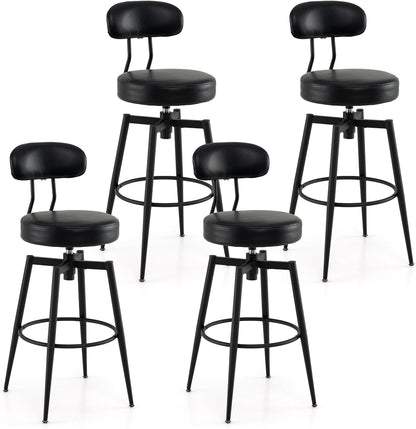 Goflame Swivel Barstools Set of 2/4 Faux Leather 31 Inch Bar Height Stools w/Upholstered Seat & Back