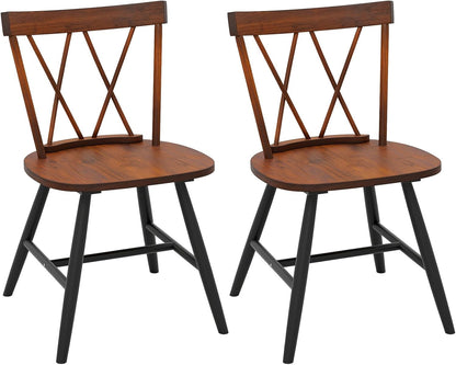Goflame Wooden Dining Chairs Set of 2/4, Farmhouse Windsor Kitchen Chairs w/Cross Back, Wide Seat
