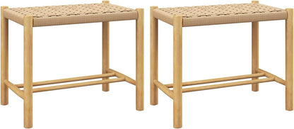 Goflame Wood Stools Set of 2, 18" Tall Boho Backless Stool Chairs with Rubber Wood Legs
