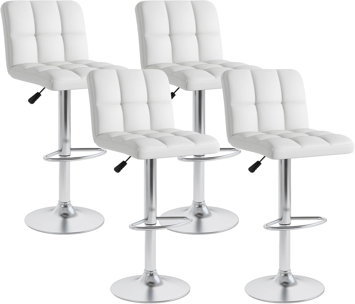 Goflame Swivel Bar Stools Set of 2/4, Upholstered Counter Height Bar Chairs with Back