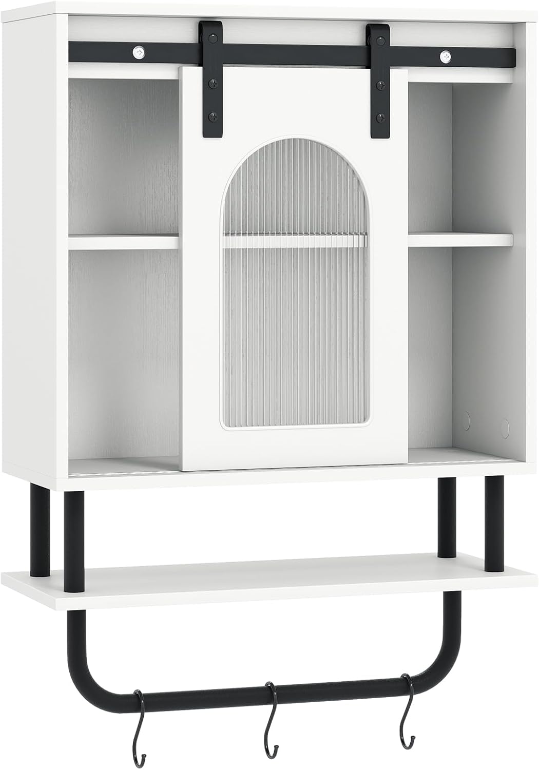 Goflame Bathroom Wall Cabinet with Sliding Barn Door
