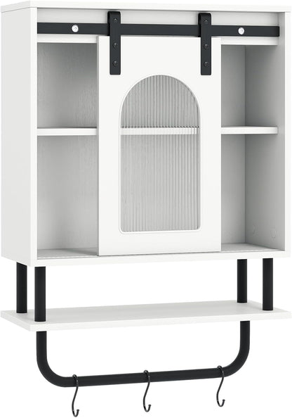 Goflame Bathroom Wall Cabinet with Sliding Barn Door