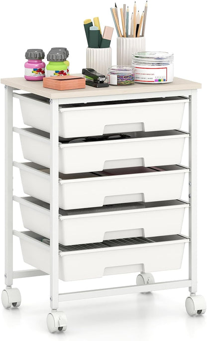 GOFLAME Rolling Storage Cart with Wooden Top