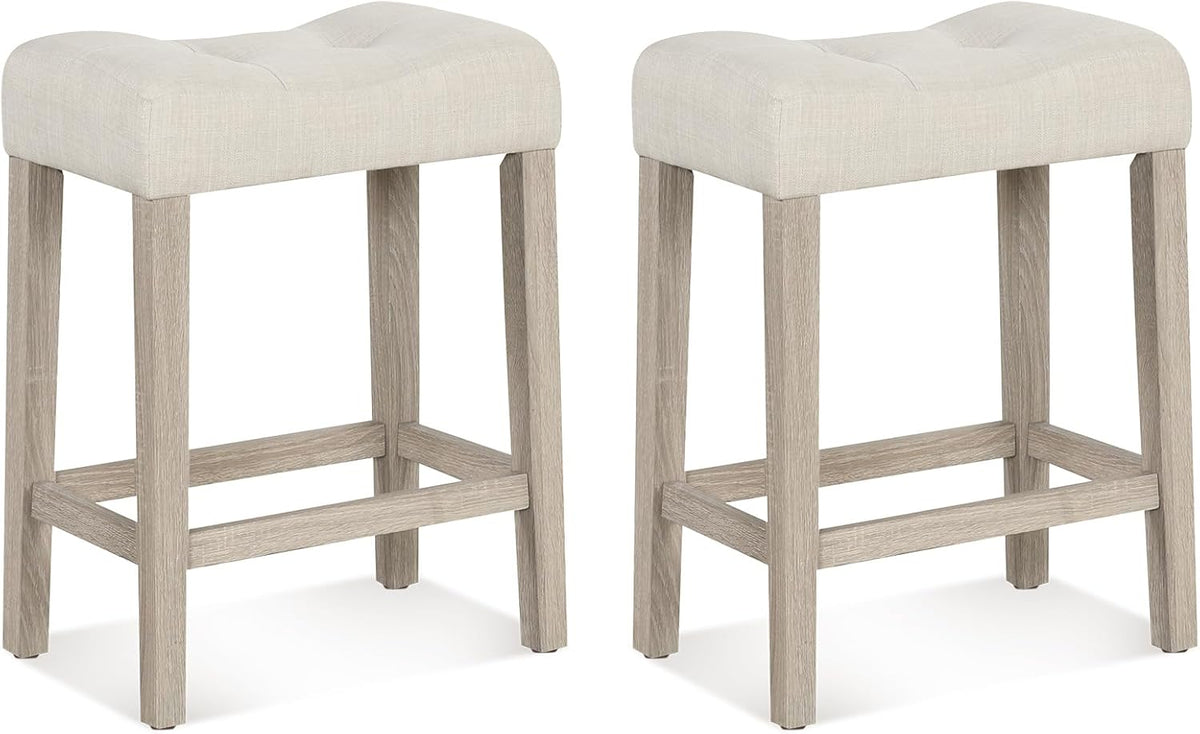 Goflame 24" Bar Stools Set of 2/4, Upholstered Counter Height Saddle Bar Stools
